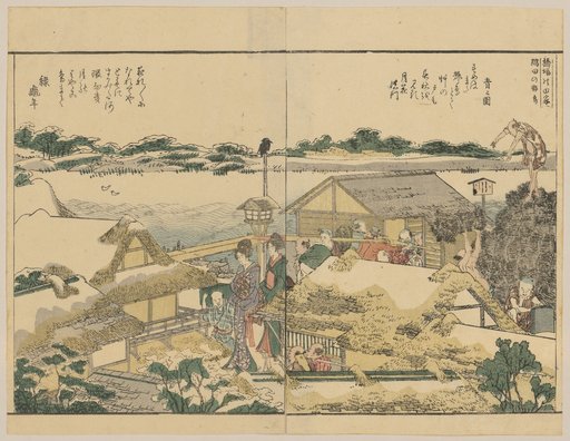 Farmhouses near the Old Bridge, the Gulls of the Sumida River