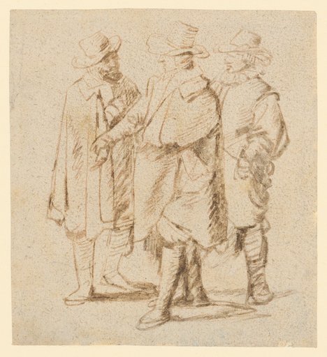 Three Standing Men in Dutch Costume in Conversation