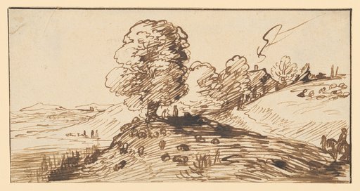 River Landscape with a Rider, Large Tree, and Farmhouse