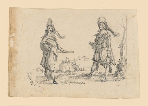 Two Officers, in Front of a Landscape with a Water Castle