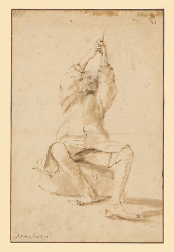 Seated Man Reaching for a Rope (Model Study)