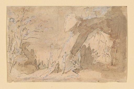 Nude Figures at a Rock Gate