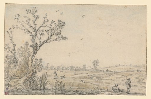 Dutch Flat Landscape with Trees and Pond