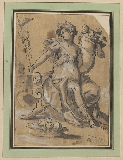 Seated Goddess with Cornucopia and Caduceus