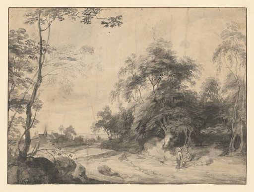 Wooded Landscape with Two Resting Travelers