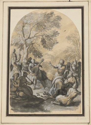 Musical Contest between Minerva and Pan (?) (left: Minerva and the Muses, right: a group of Satyrs)