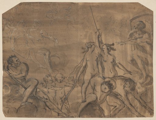 Mythological Scene with Jupiter, Venus, Neptune, and Pluto (?)