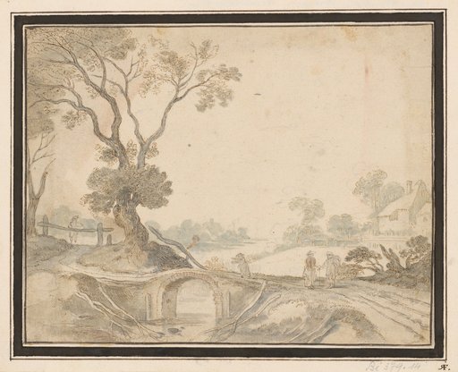 Landscape with a Bridge and Passersby