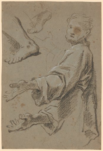 Male Draped Figure in Profile, with Arm and Leg Studies