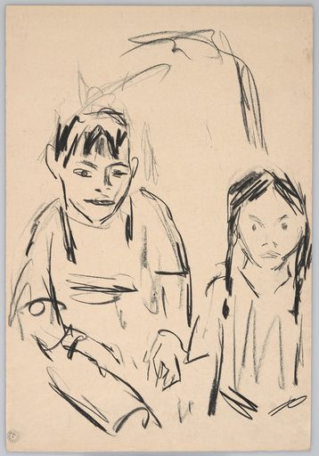 Double Portrait of a Seated Boy and a Standing Girl, Frontal View
