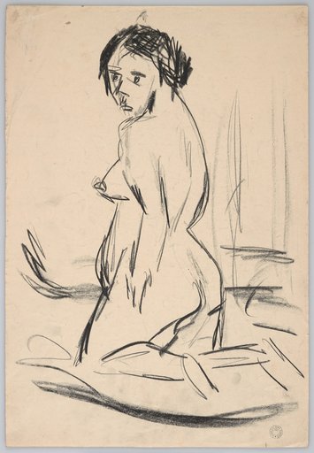 Female Nude Seen from the Back, Kneeling