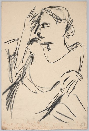 Half-Length Portrait of a Young Girl, Frontal View, Head in Profile