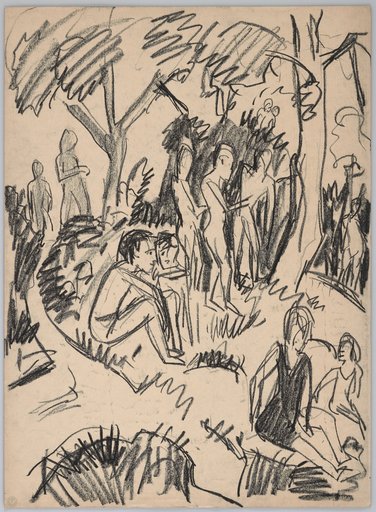 Sunbathing Under Trees on a Slope