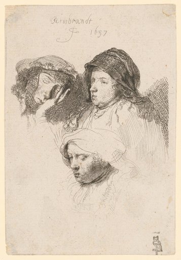 Study sheet with three female heads