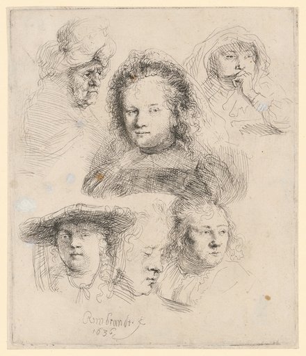 Study sheet with the head of Saskia and others