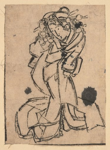 Female Figure. Preliminary Drawing for a Woodcut (?)