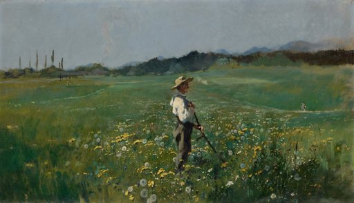 Reaper on a Flower-Filled Meadow
