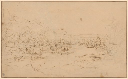 River landscape with sailing boats
