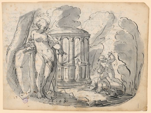 Venus and Cupid Before a Round Temple