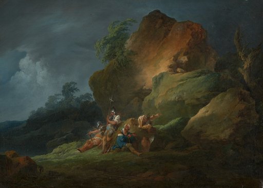 Soldiers Resting Before a Rock