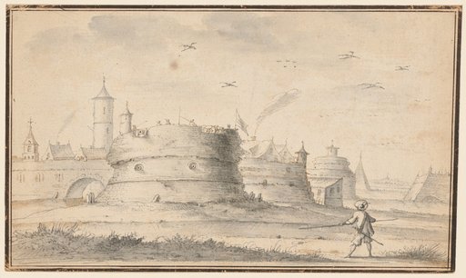 View of a heavily fortified city