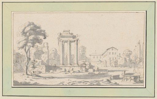 Ruins of an ancient temple in a southern landscape