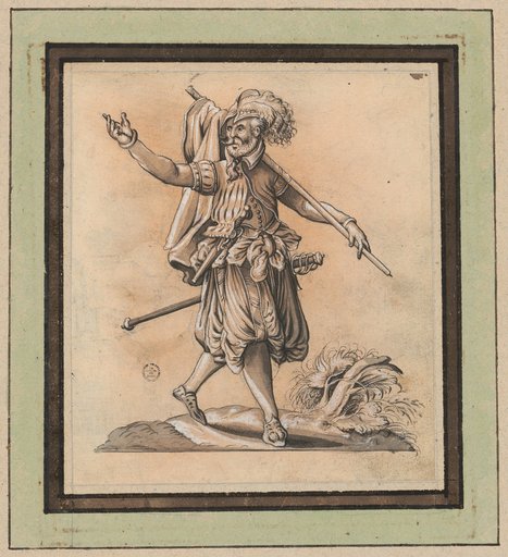 Soldier marching to the right with a lance on his shoulder