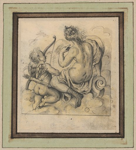 Venus and Cupid on clouds