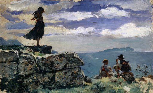 Girl on Stone Blocks of the Ancient City Wall of Norba