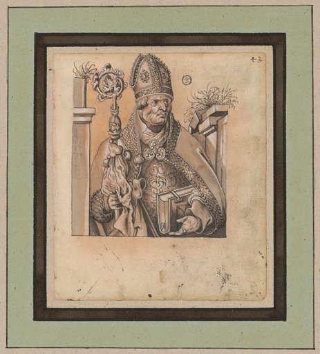 Half-Length Portrait of a Standing Bishop, Holding a Book in the Left Hand and a Crosier in the Right