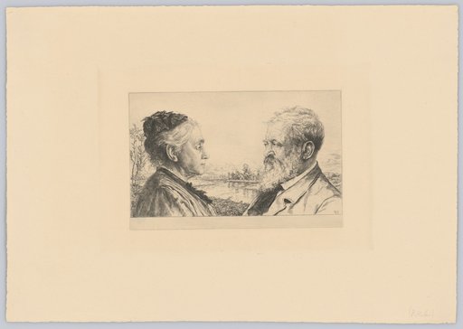 Double Portrait of an Elderly Couple Before a River Landscape