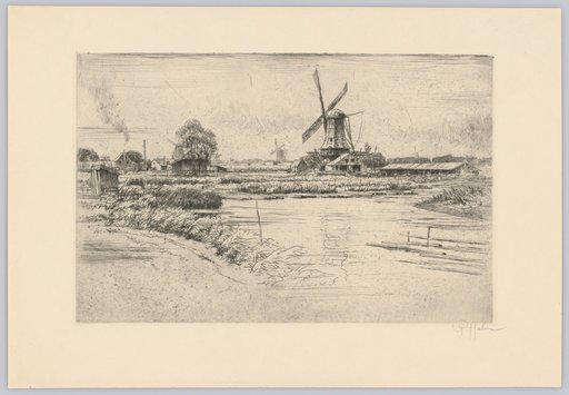 Dutch Landscape with Windmills