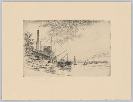 River Landscape with Industrial Buildings