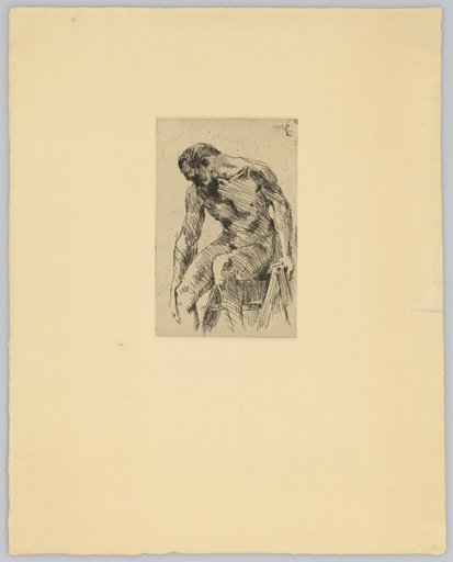 Seated Male Nude with Head Leaning Forward to the Left