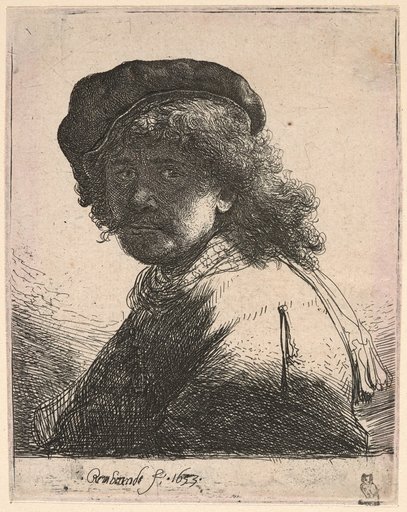 Self-Portrait with Cap and Scarf
