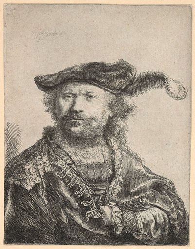 Self-Portrait with Feathered Cap