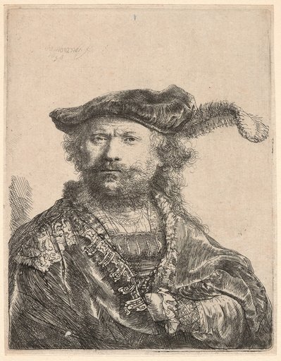 Self-Portrait with Feathered Cap