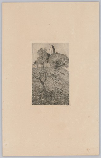 Walled Little Church on a Flowering Hill