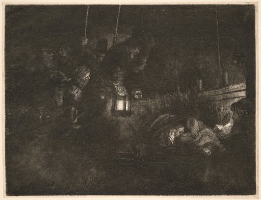 Die Anbetung der Hirten, bei Laternenschein