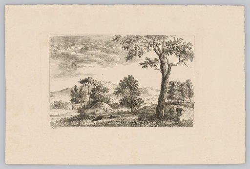 Landscape with Two Figures to the Right Under a Tree