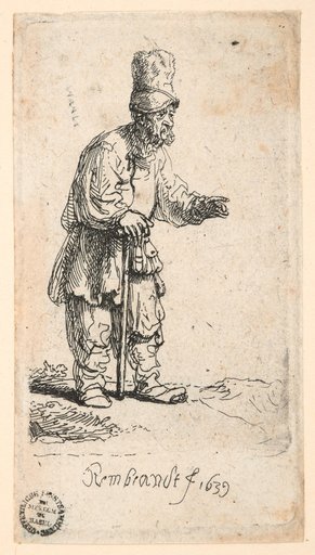 Peasant with a High Cap, Leaning on a Staff