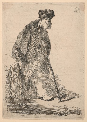 Man in a Cloak and Fur Cap, Leaning Against a Slope