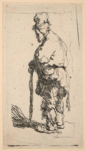 Beggar, Leaning on a Stick, Facing Left