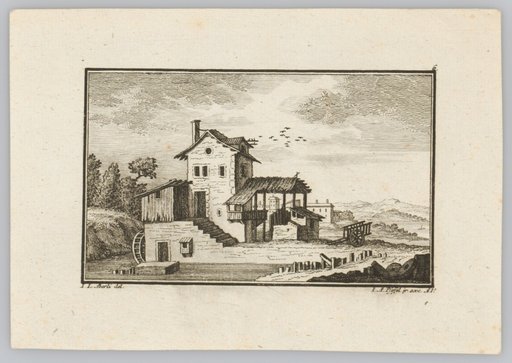 Mill with Waterwheel on the Left by the Stream