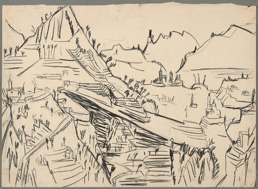 Landscape with a Wide Valley Rising from the Hill and Higher Mountains on Both Sides