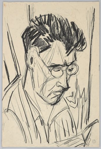Three-quarter profile of a middle-aged man to the right [Fritz Sulzbachner]