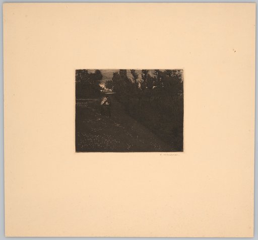 Lovers Seen from Behind, Walking Across a Meadow