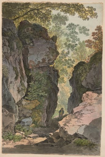 Rock Passage with a Hiker
