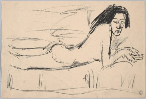 Female Nude Lying on Her Stomach, Turned to the Right (Kneeling Piece)
