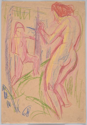 Two Female Nudes in Diagonal Spatial Opposition, Standing